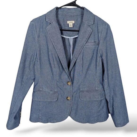 L.L. Bean Jackets & Blazers - LL Bean Women's Blazer XS 2 Buttons Chambray Jacket Preppy Career Office‎